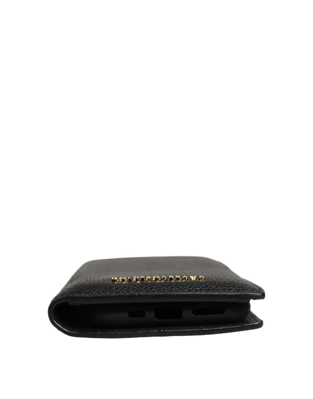 Dolce &amp; Gabbana Case Flip Cover Black Calf Leather iPhone11 PRO Phone