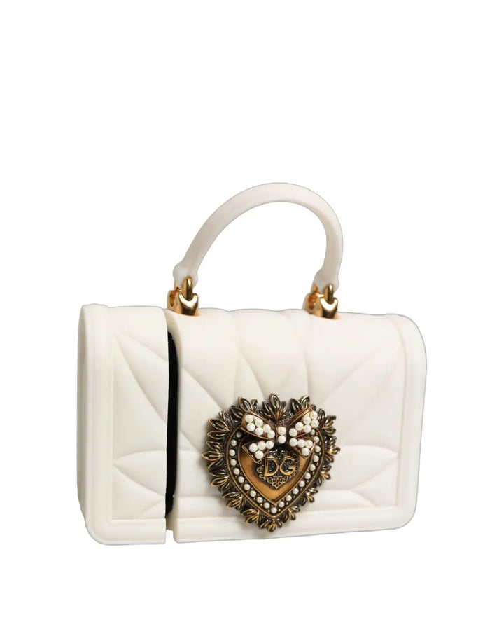 Dolce &amp; Gabbana Case White Silicone Devotion Heart Cover Hand Bag Airpod