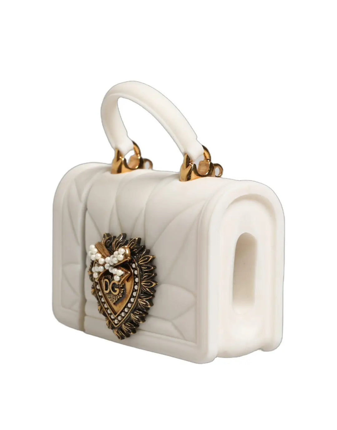 Dolce &amp; Gabbana Case White Silicone Devotion Heart Cover Hand Bag Airpod