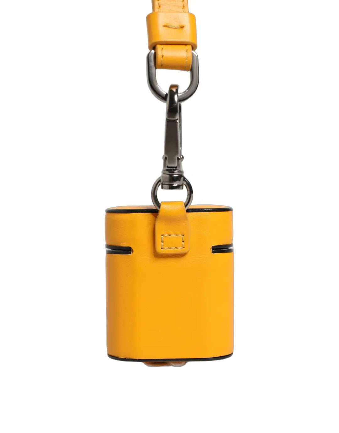 Dolce &amp; Gabbana Case Yellow Calf Leather Logo Flip Holder Strap Airpods