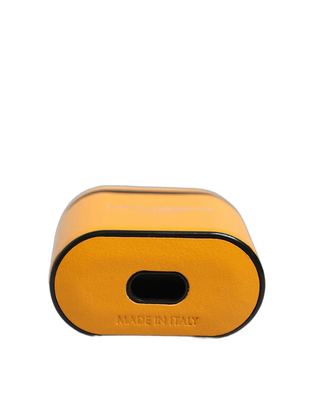 Dolce &amp; Gabbana Case Yellow Calf Leather Logo Flip Holder Strap Airpods