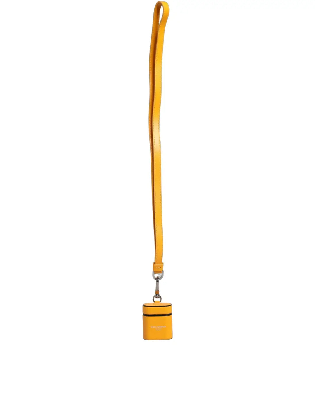Dolce &amp; Gabbana Case Yellow Calf Leather Logo Flip Holder Strap Airpods