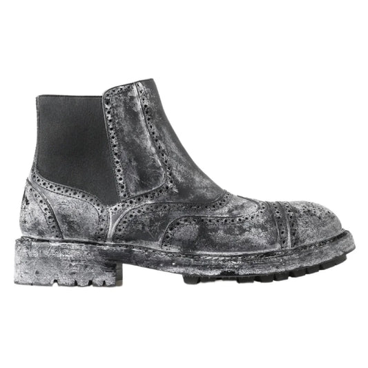 Dolce Gabbana Chelsea Gray White Fade Mens Shoes Authentic &