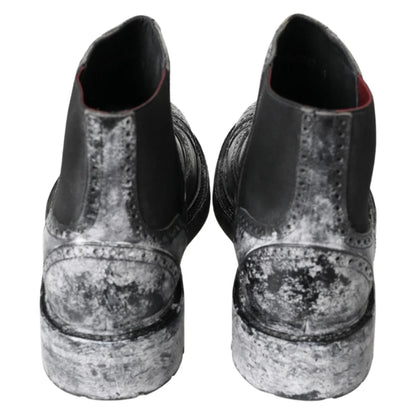 Dolce Gabbana Chelsea Gray White Fade Mens Shoes Authentic &