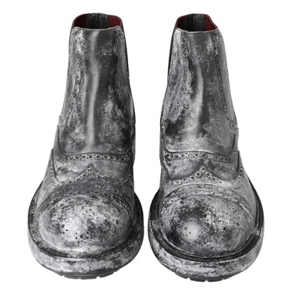 Dolce Gabbana Chelsea Gray White Fade Mens Shoes Authentic &