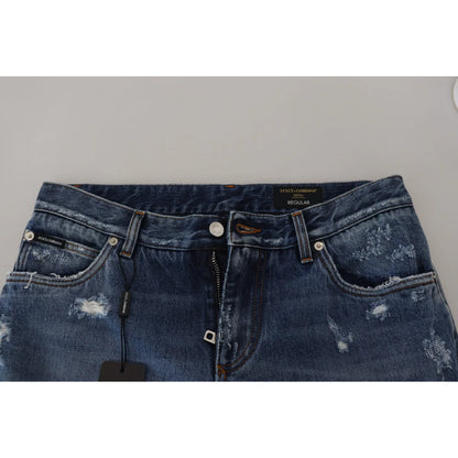Dolce Gabbana Chic Tattered Denim Pants Gorgeous New With Tags &