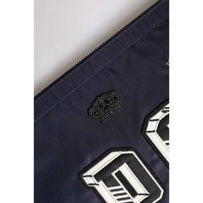 Dolce & Gabbana Clutch Bag with Crown Logo Patch and Zipped Closure