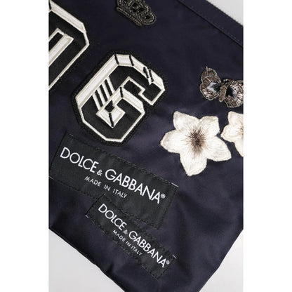 Dolce & Gabbana Clutch Bag with Crown Logo Patch and Zipped Closure