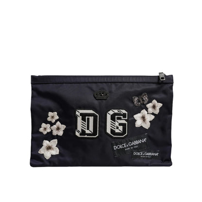 Dolce & Gabbana Clutch Bag with Crown Logo Patch and Zipped Closure