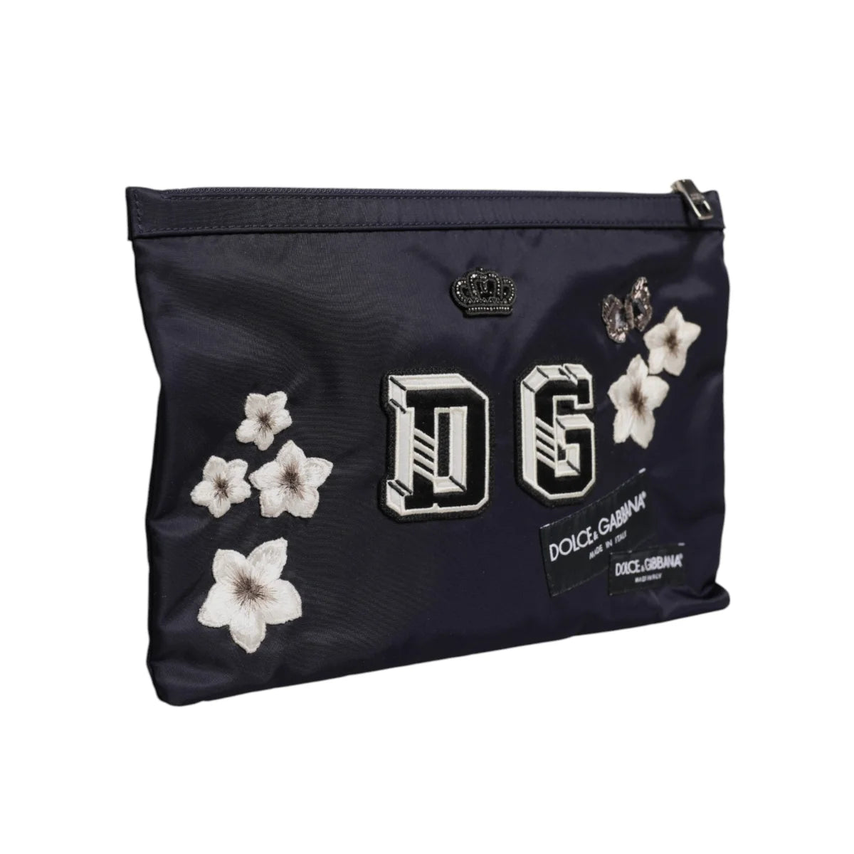 Dolce & Gabbana Clutch Bag with Crown Logo Patch and Zipped Closure