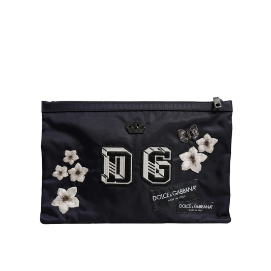 Dolce & Gabbana Clutch Bag with Crown Logo Patch and Zipped Closure