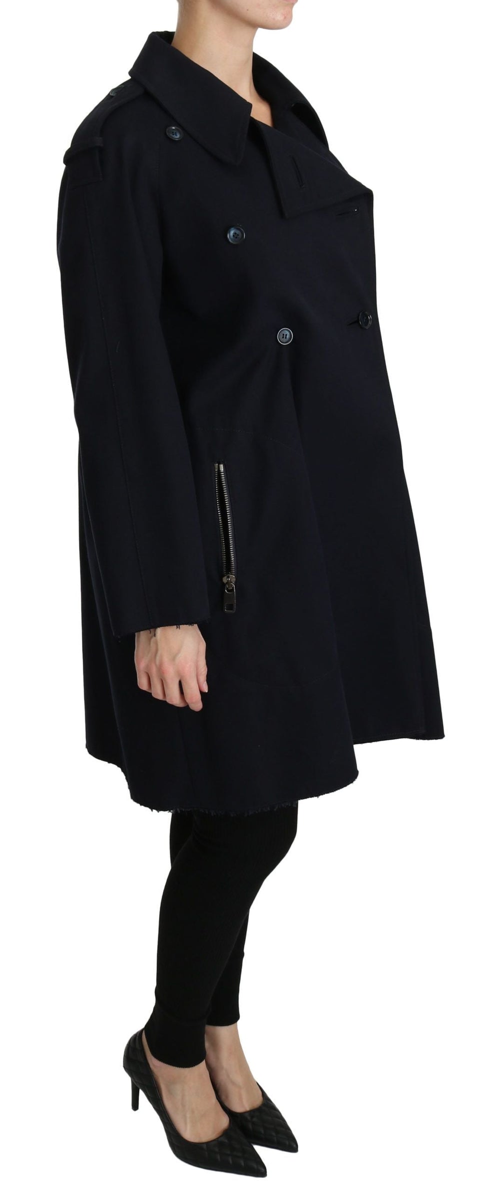 Dolce & Gabbana Trench Coats - Coat Blue Cotton Women Jacket