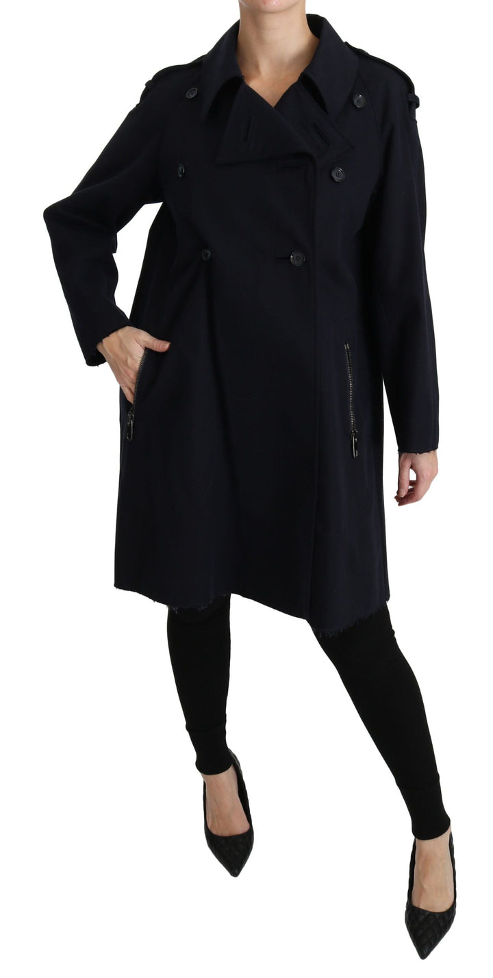 Dolce &amp; Gabbana Trench Coats - Coat Blue Cotton Women Jacket