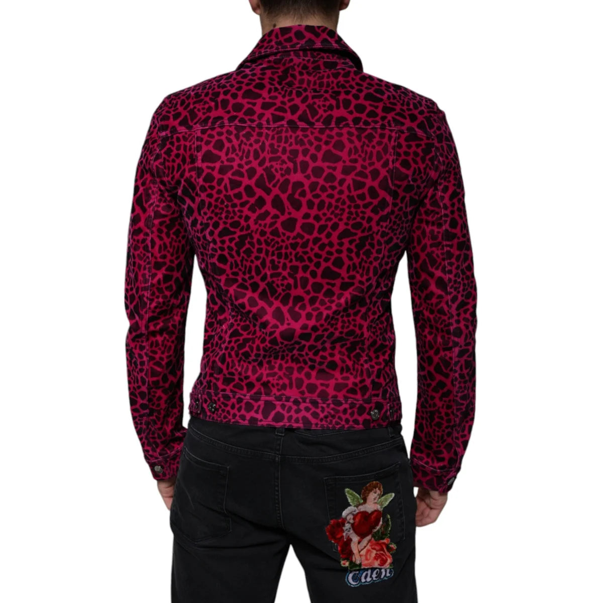 Dolce Gabbana Collared Jacket Cotton Stretch Leopard Print &