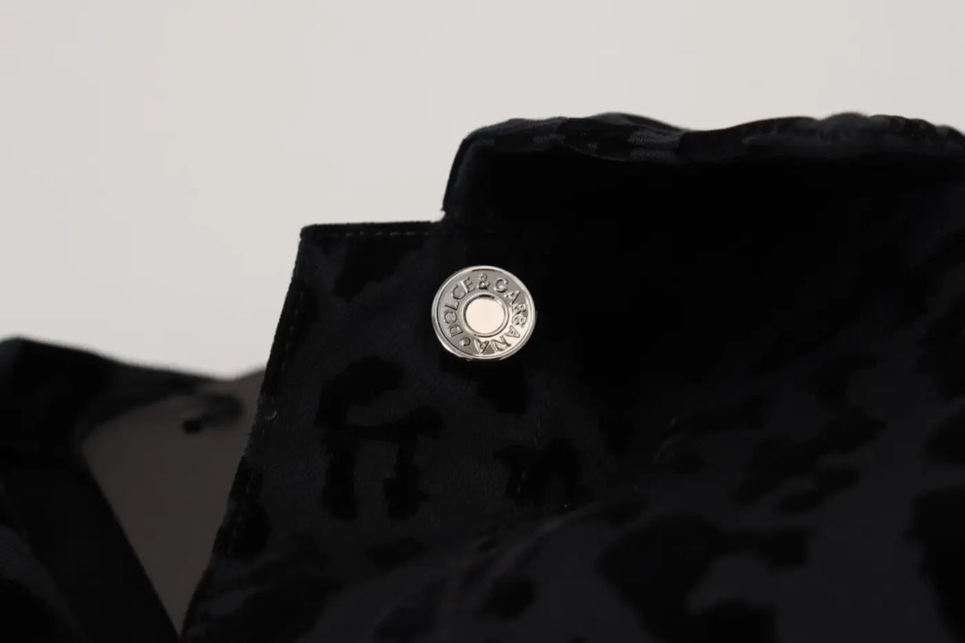 Dolce &amp; Gabbana Cotton Black Leopard Long Sleeve Denim Jacket