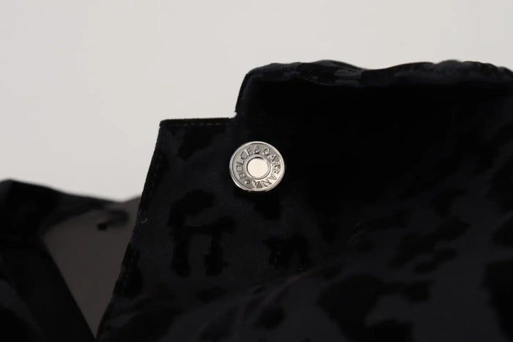 Dolce &amp; Gabbana Cotton Black Leopard Long Sleeve Denim Jacket