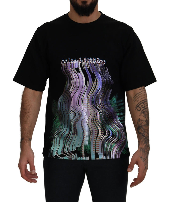 Dolce &amp; Gabbana Cotton Black Printed Crewneck Tee T-shirt