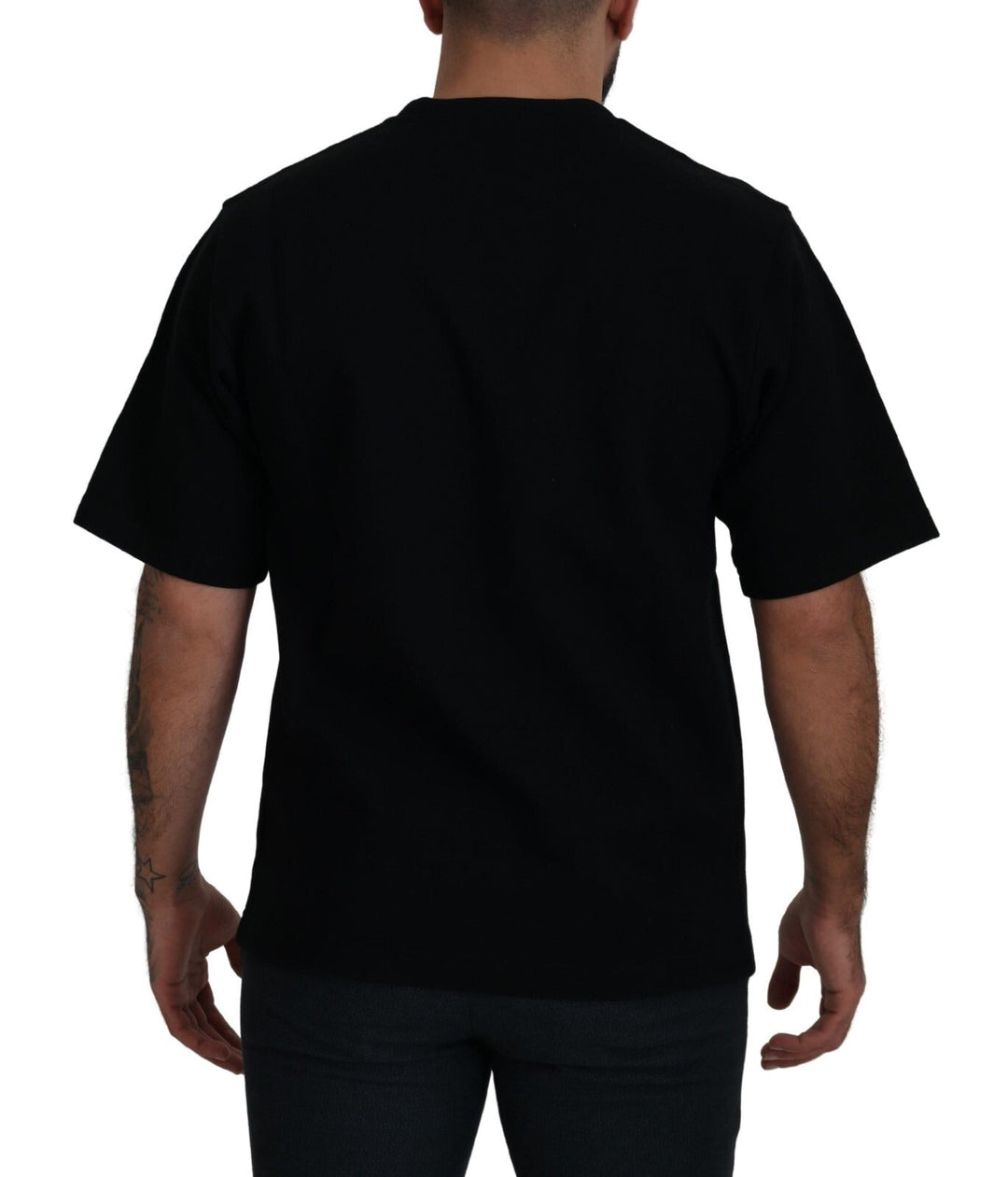 Dolce &amp; Gabbana Cotton Black Printed Crewneck Tee T-shirt