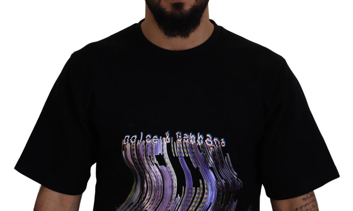 Dolce &amp; Gabbana Cotton Black Printed Crewneck Tee T-shirt