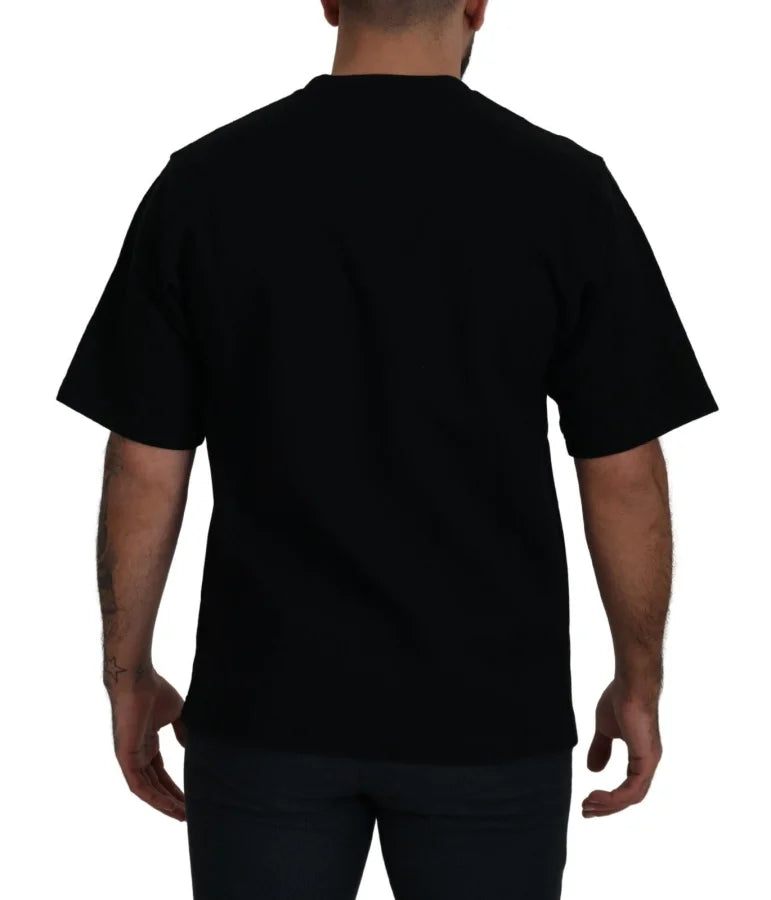 Dolce &amp; Gabbana Cotton Black Printed Crewneck Tee T-shirt