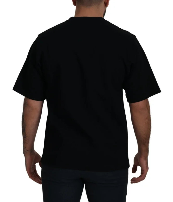 Dolce &amp; Gabbana Cotton Black Printed Crewneck Tee T-shirt