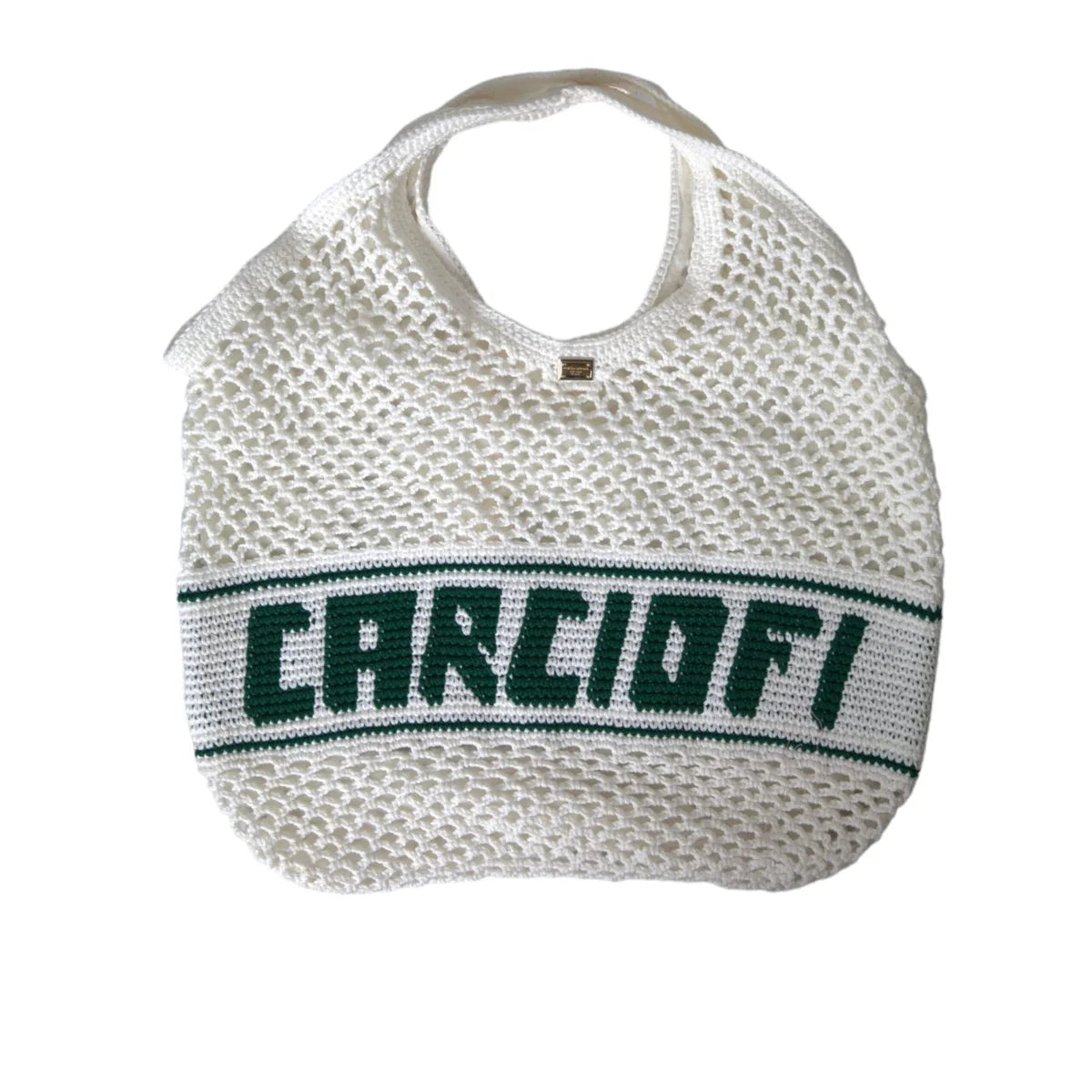 Dolce Gabbana Cotton Knitted Shopping Tote Bag Luxury Style &