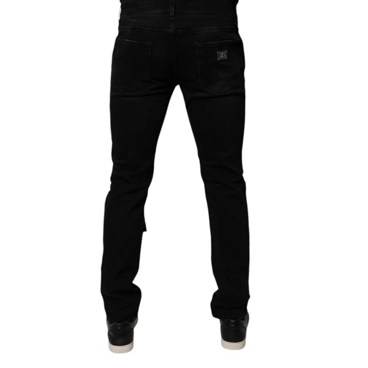 Dolce & Gabbana Cotton Skinny Denim Jeans Black Ripped Style