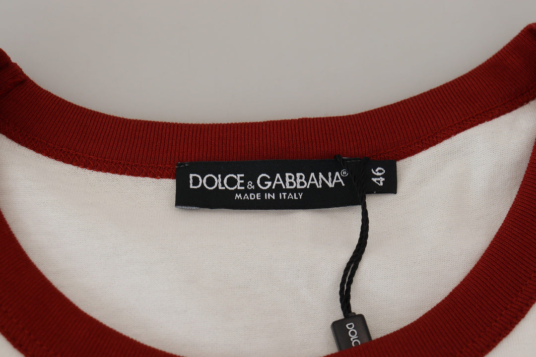 Dolce &amp; Gabbana Cotton White Logo Print Crewneck T-shirt