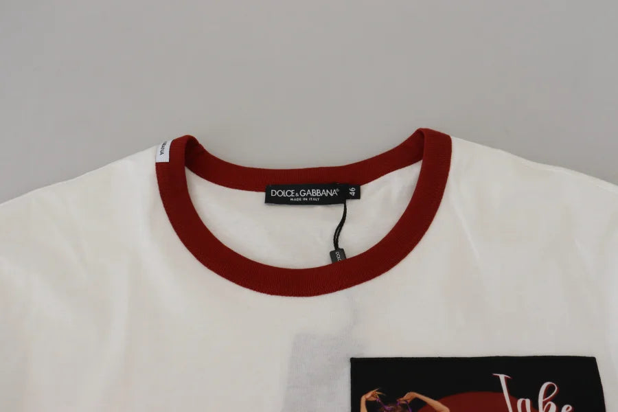 Dolce &amp; Gabbana Cotton White Logo Print Crewneck T-shirt