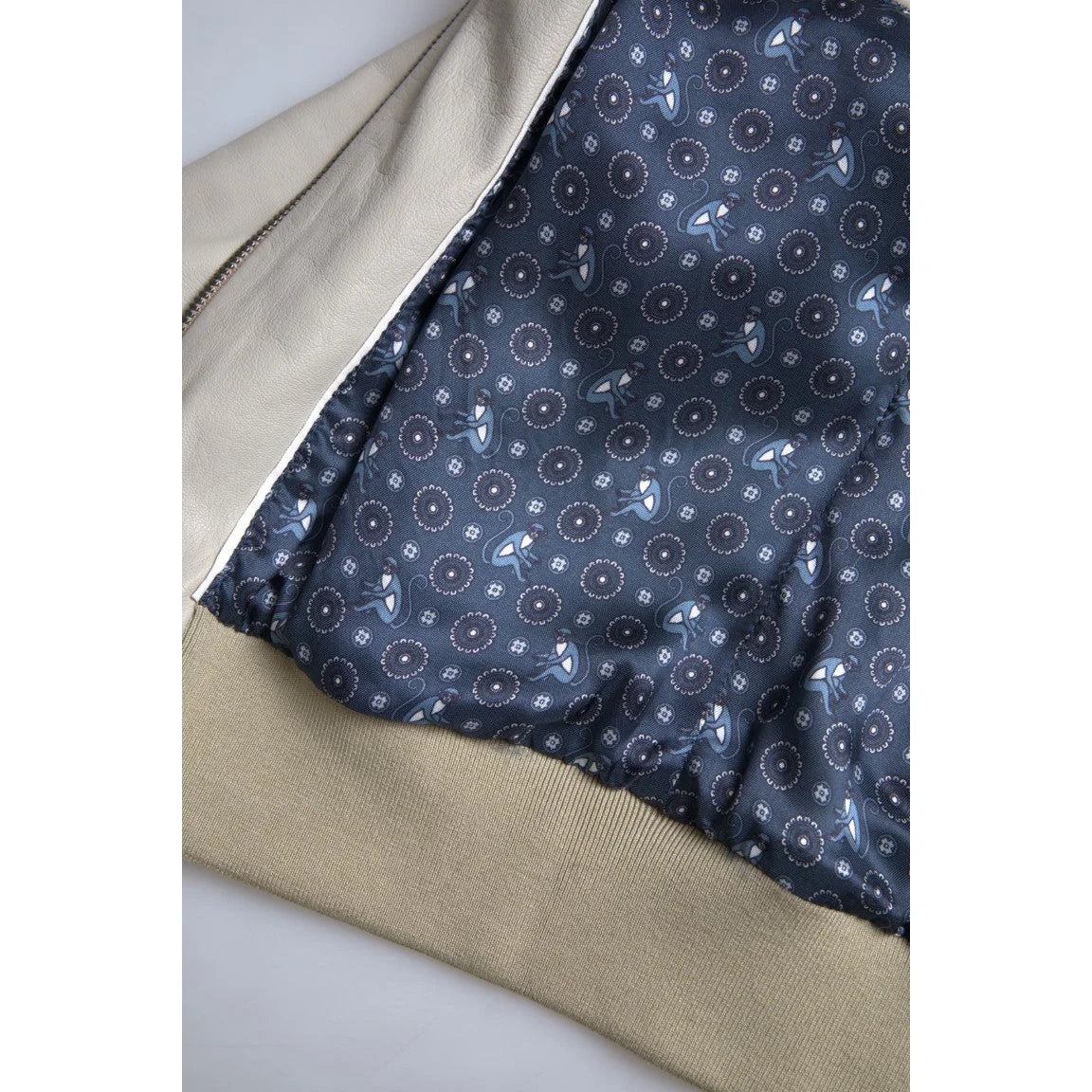 Dolce Gabbana Cream Leather Bomber Jacket Perfection &