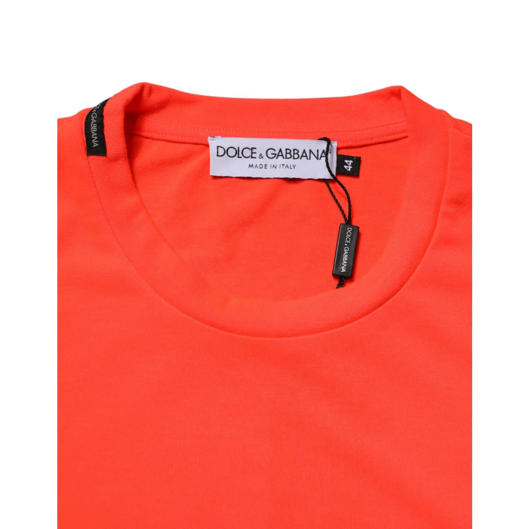 Dolce &amp; Gabbana Crew Neck T Shirt in Vibrant Neon Orange