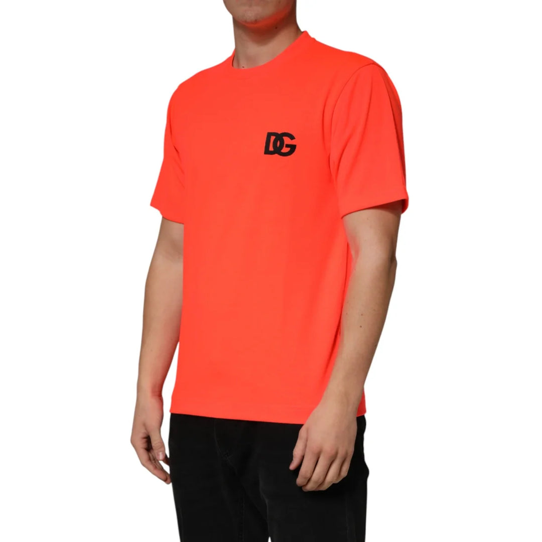 Dolce &amp; Gabbana Crew Neck T Shirt in Vibrant Neon Orange