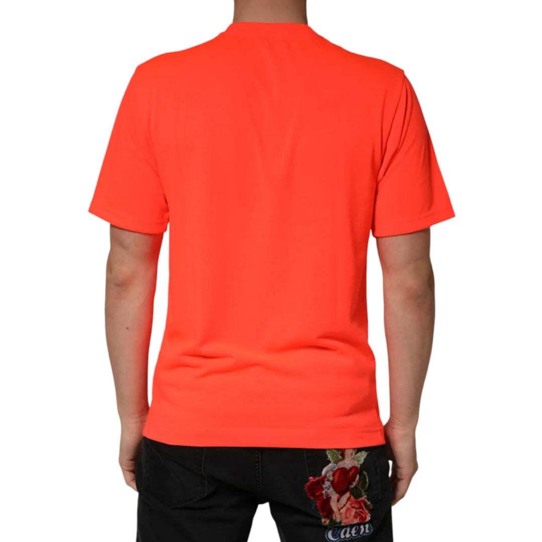 Dolce &amp; Gabbana Crew Neck T Shirt in Vibrant Neon Orange