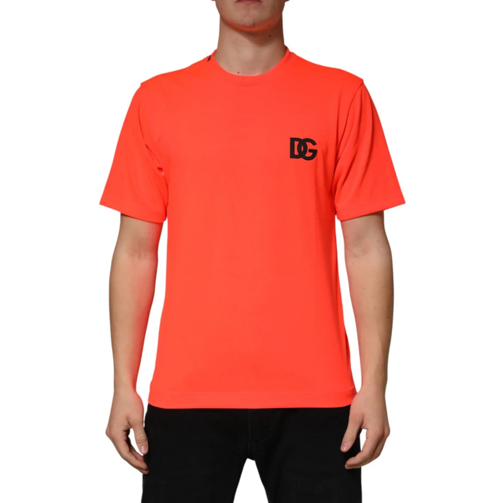 Dolce & Gabbana Crew Neck T Shirt in Vibrant Neon Orange