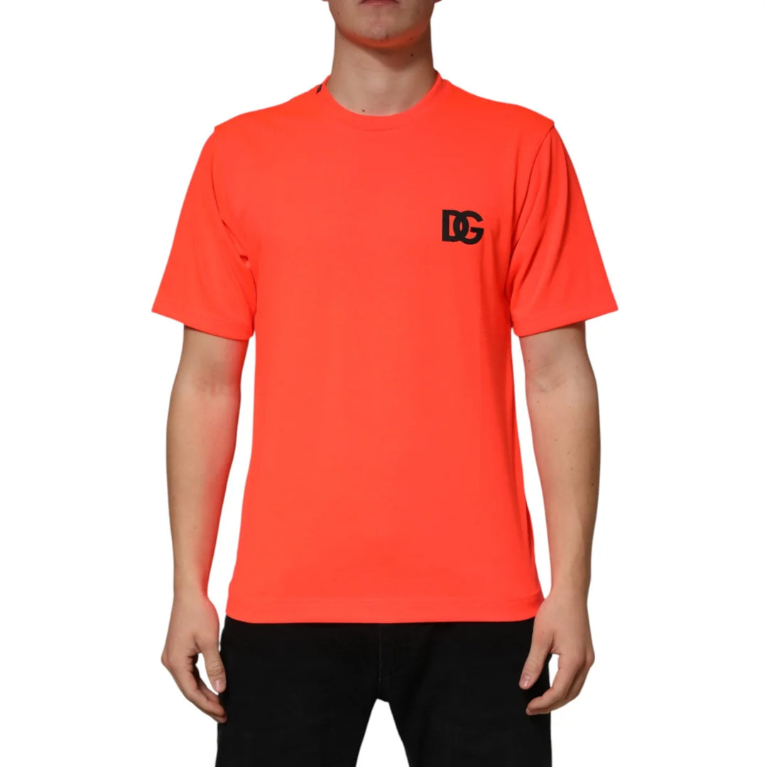 Dolce &amp; Gabbana Crew Neck T Shirt in Vibrant Neon Orange