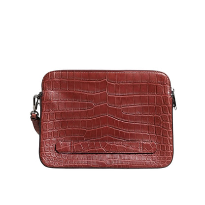 Dolce & Gabbana Croc Leather Briefcase Bag with Logo Plaque