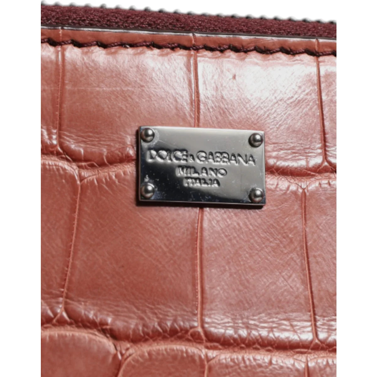 Dolce & Gabbana Croc Leather Briefcase Bag with Logo Plaque