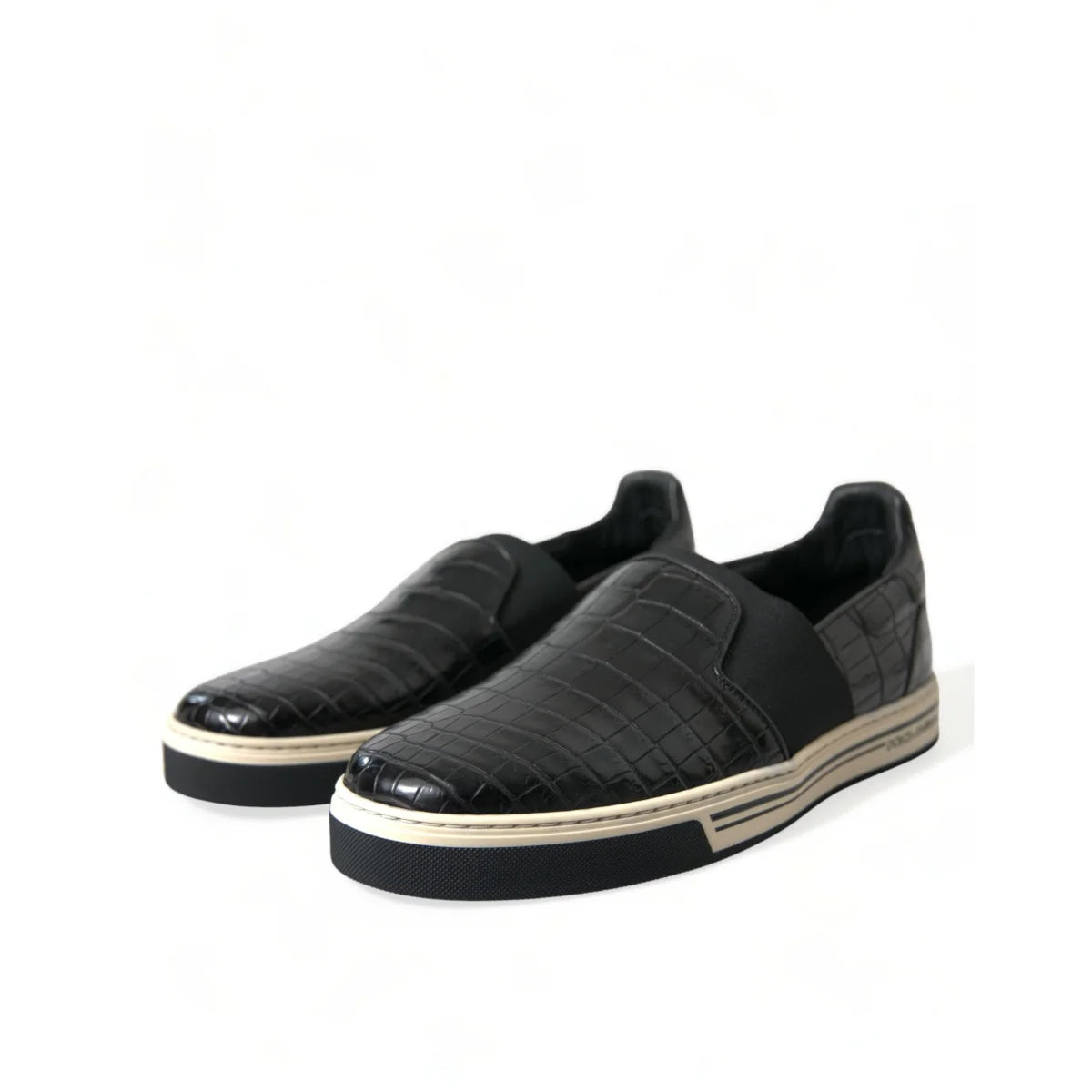 Dolce Gabbana Crocodile Leather Sneakers with Striking Logo Details &
