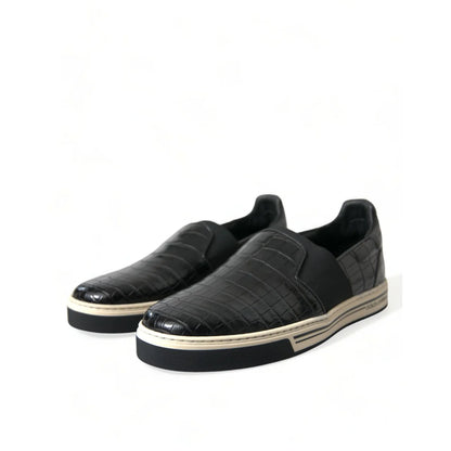Dolce Gabbana Crocodile Leather Sneakers with Striking Logo Details &