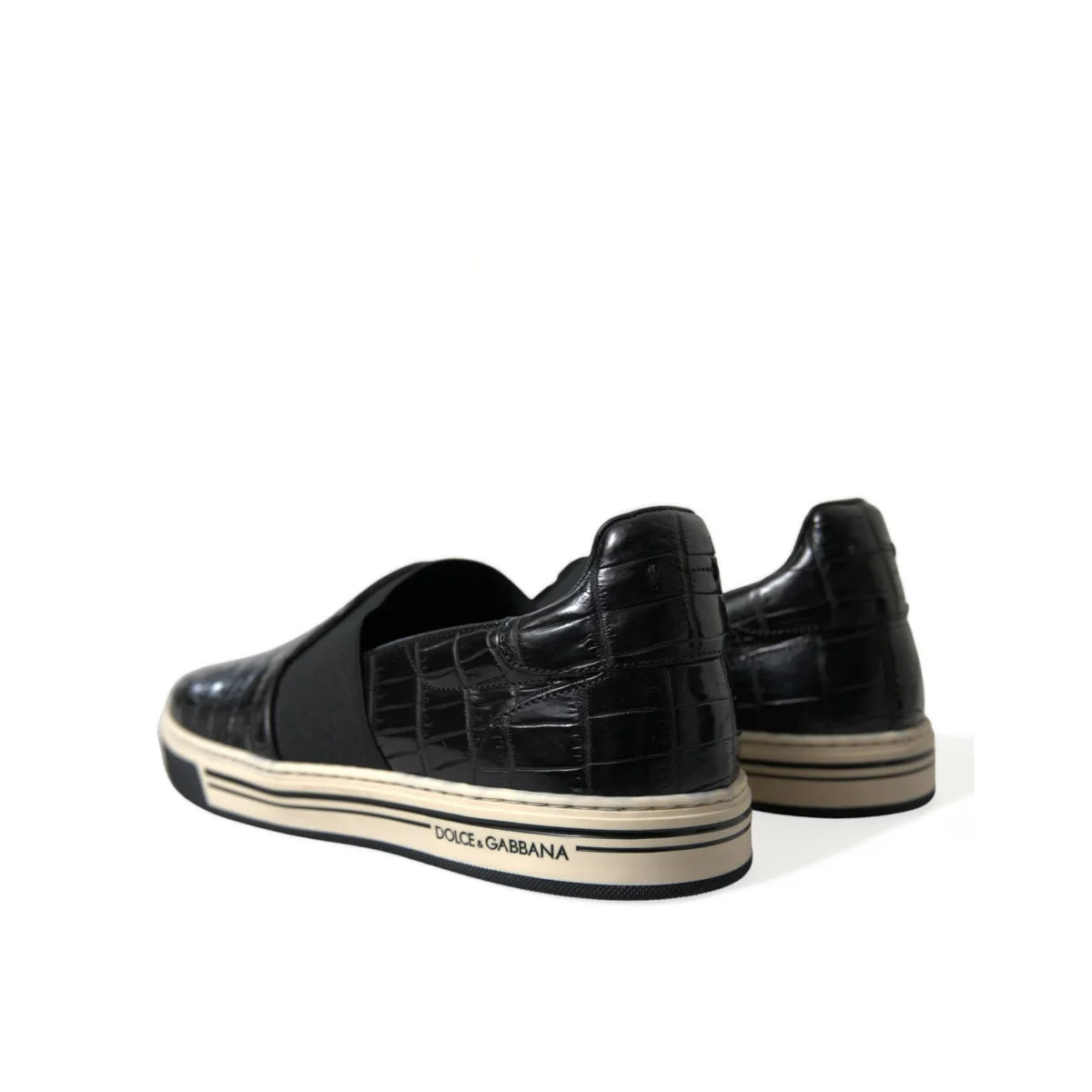 Dolce Gabbana Crocodile Leather Sneakers with Striking Logo Details &