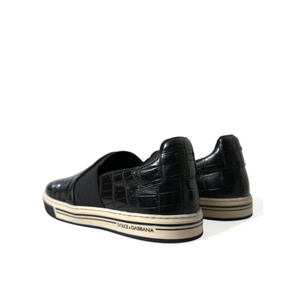Dolce Gabbana Crocodile Leather Sneakers with Striking Logo Details &
