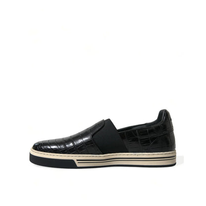 Dolce Gabbana Crocodile Leather Sneakers with Striking Logo Details &
