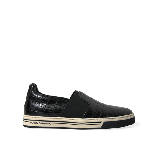 Dolce Gabbana Crocodile Leather Sneakers with Striking Logo Details &
