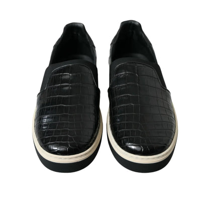 Dolce Gabbana Crocodile Leather Sneakers with Striking Logo Details &