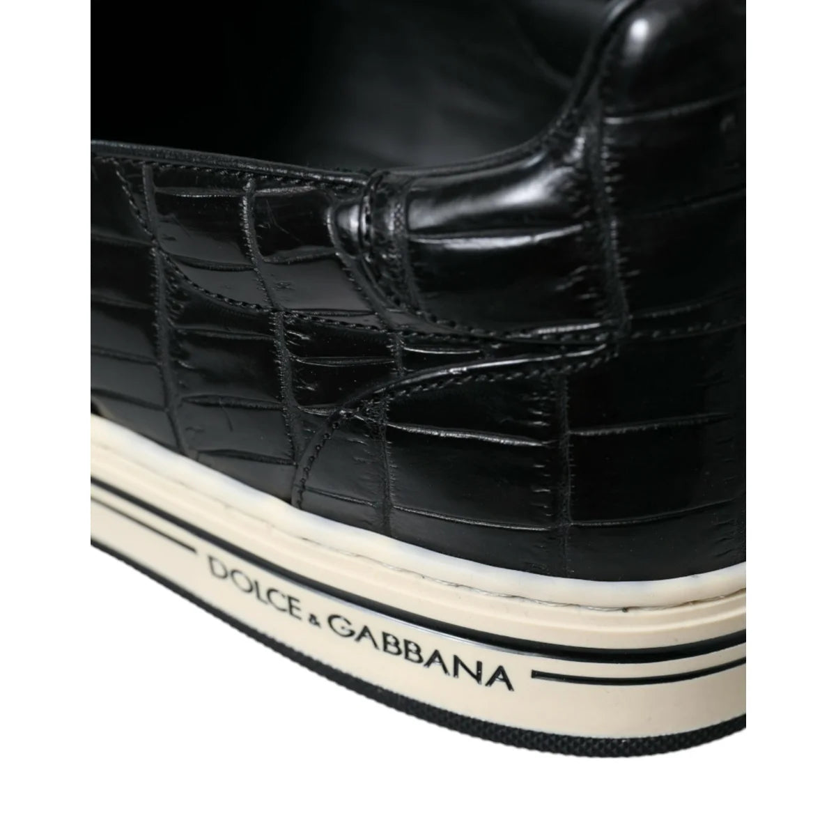 Dolce Gabbana Crocodile Leather Sneakers with Striking Logo Details &