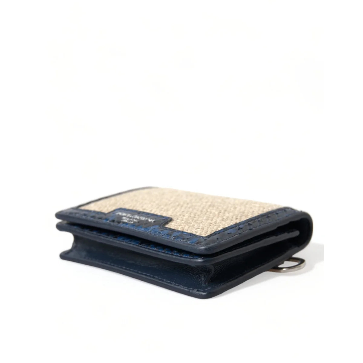 Dolce & Gabbana Crossbody Bag in Beige Raffia with Blue Leather Trim