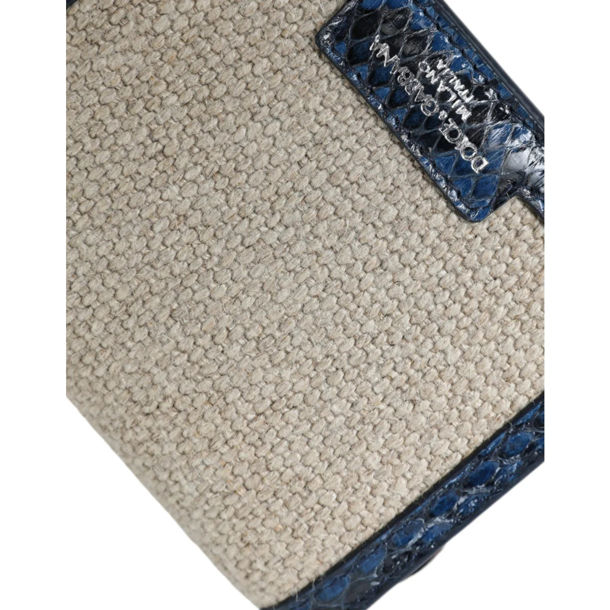 Dolce & Gabbana Crossbody Bag in Beige Raffia with Blue Leather Trim