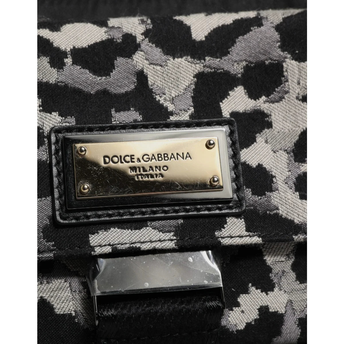 Dolce & Gabbana Crossbody Bag Black Multicolour Jacquard Leather Trim