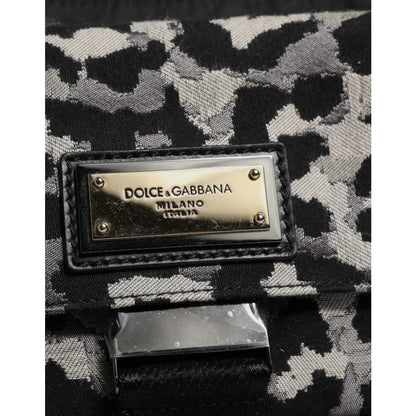 Dolce & Gabbana Crossbody Bag Black Multicolour Jacquard Leather Trim