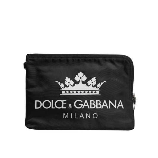 Dolce Gabbana Crown Clutch Bag Glamour with Iconic Logo Print &
